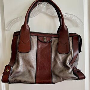 Fossil Brown and Silver Satchel